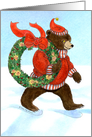 Christmas Party Invitation, Brown Bear’s Wreath card