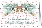 Twin Doves Double Baby Shower Invitation card