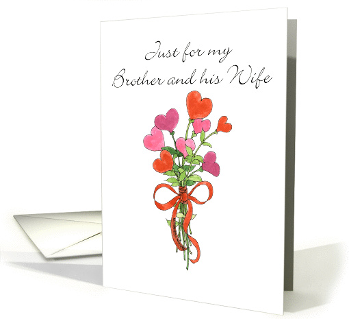 Valentine heart Bouquet for Brother & Wife card (1028773)