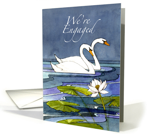 Midnight Swans We're Engaged - Mr & Mrs card (1128196)