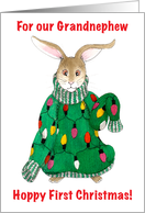 Grandnephew, 1st Christmas - Ugly Christmas Sweater Bunny card
