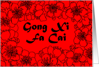 Red Blossom -Gong Xi Fa Cai card
