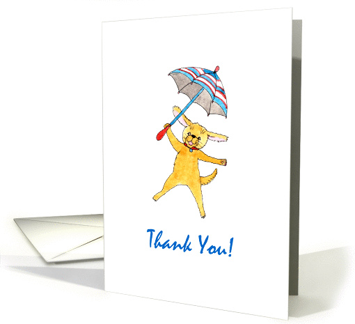 Blue Umbrella Puppy Thank You card (1367542)