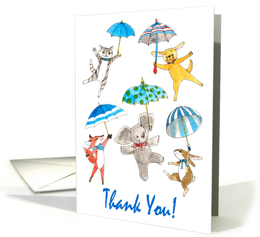 Umbrella Animals Thank You card (1367692)