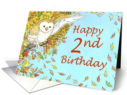 Happy 2nd Birthday Autumn Owl card (1454370)