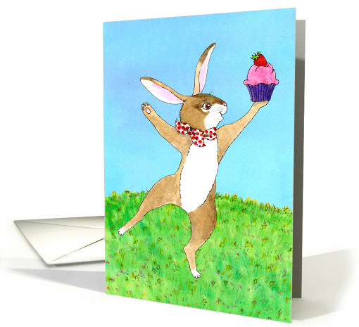 Happy Birthday - Dancing Bunny with Cupcake card (1459388)