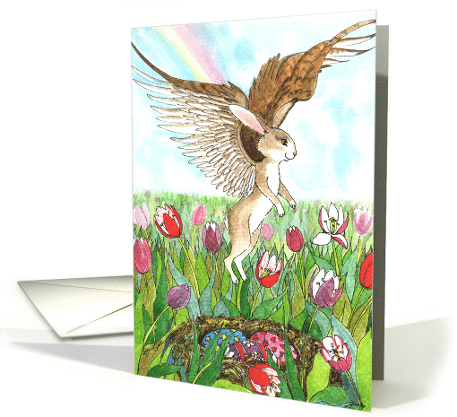Winged Easter Rabbit card (156964)