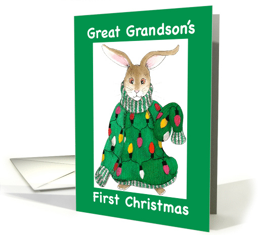 Great Grandson's First Christmas Sweater Bunny card (1715140)