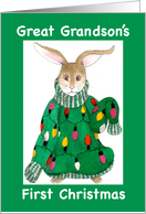 Great Grandson’s First Christmas Sweater Bunny card