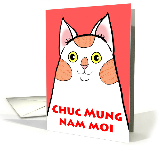 Chuc Mung Nam Moi Cat with Orange Patches Vietnamnese card (1751540)