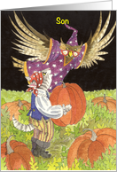 Son Halloween Pumpkin Picking card