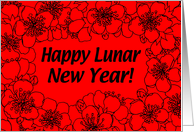 Tet, Lunar New Year Red Blossom card