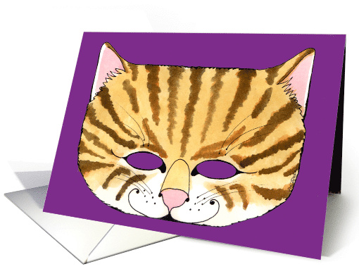 Mardi Gras Cat Mask card (366578)