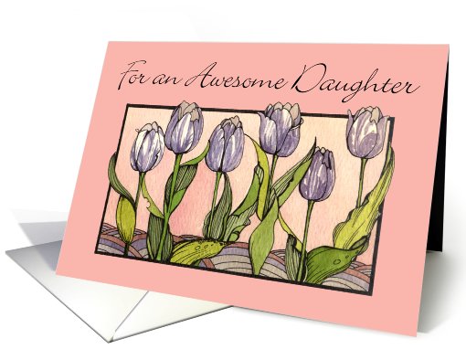 Purple Tulips, Daughter, Birthday card (406787)