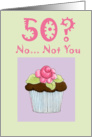 Rose Cupcake 50 birthday card