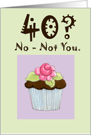 Rose Cupcake 40 birthday card