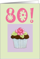 Rose Cupcake 80 birthday card