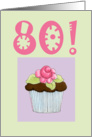 Rose Cupcake 80 birthday card