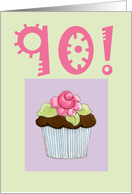 Rose Cupcake 90 birthday card