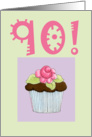 Rose Cupcake 90 birthday card