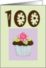 Rose Cupcake 100 birthday card