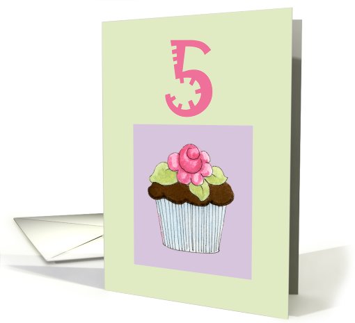 Rose Cupcake 5 birthday card (461846)