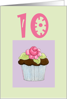 10 Birthday Rose Cupcake card