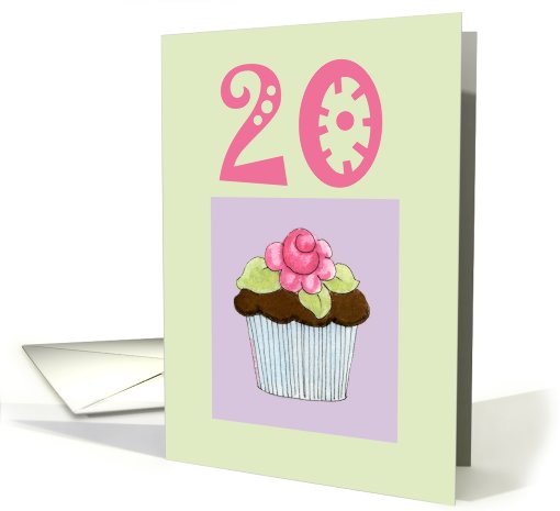 Rose Cupcake 20 birthday card (461860)