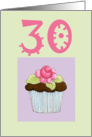 Rose Cupcake 30 birthday card