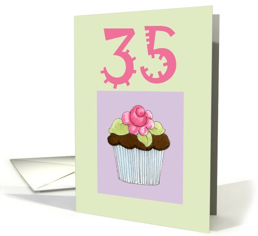Rose Cupcake 35 birthday card (461870)