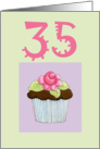 Rose Cupcake 35 birthday card