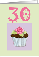 Rose Cupcake Invite 30 birthday card