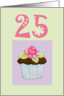Rose Cupcake Invite 25 birthday card