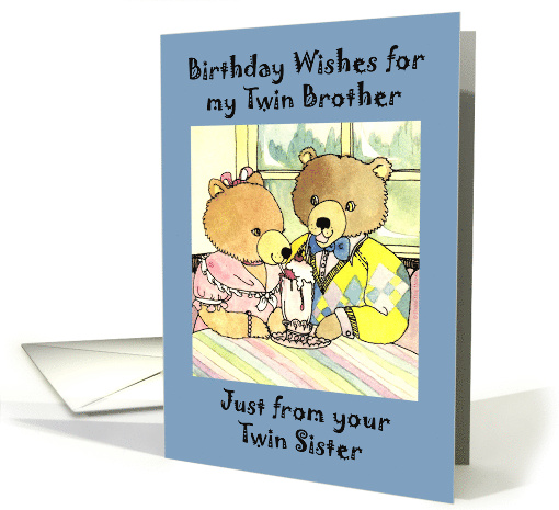 Birthday Wishes Soda Shoppe Bear Twin Brother from Twin Sis card