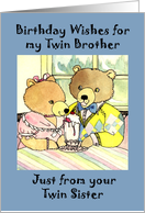 Birthday Wishes Soda Shoppe Bear Twin Brother from Twin Sis card