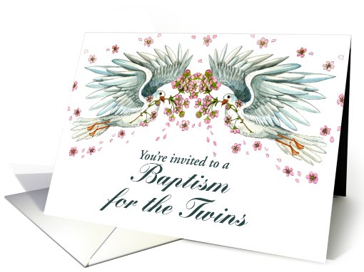 Twin Doves Baptism Invitation card (481782)