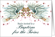 Twin Doves Baptism Invitation card