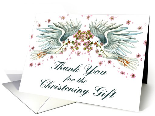 Twin Doves Christening Thanks card (481798)