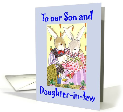Congratz Son & Daughter-in-law Grandson Bunny Family card (486234)