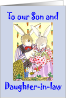 Congratz Son & Daughter-in-law Grandson Bunny Family card