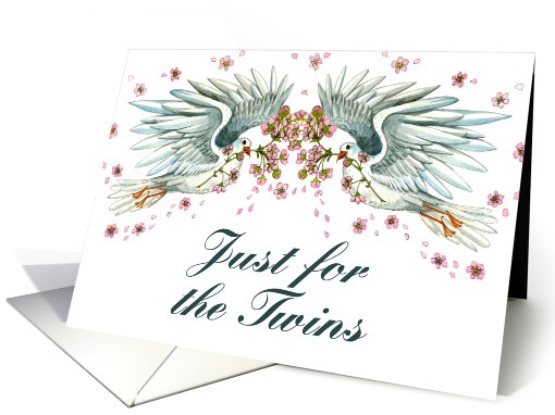 Welcome  baby Twins Doves card (486239)