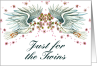 Welcome baby Twins Doves card