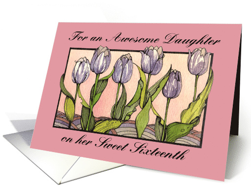 Daughter 16th Birthday Purple Tulips card (489901)