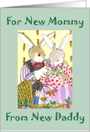 Baby Congratz New Mom fr New Dad Bunny Family card