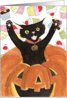 Halloween Birthday Invitation Cat card