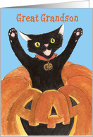 Great Grandson Halloween Jack O’Lantern Cat card