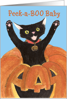 1st Halloween Peek-a-Boo Baby Jack O’Lantern Cat card