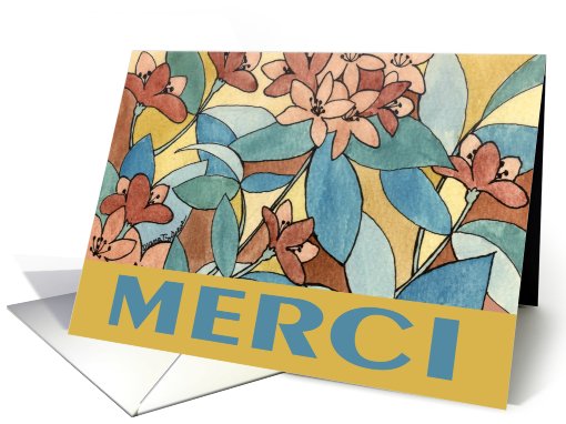 Merci blank note, Autumn Floral card (512168)