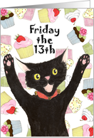 Friday the 13th Birthday Invite Cat card