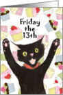 Friday the 13th Birthday Invite Cat card